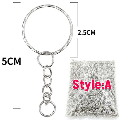 Silver Plated Metal Blank Keyring Keychain Split Ring Keyfob Key Holder Rings Women Men DIY Key Chains Key Ring Accessories