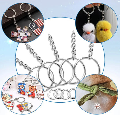 Silver Plated Metal Blank Keyring Keychain Split Ring Keyfob Key Holder Rings Women Men DIY Key Chains Key Ring Accessories