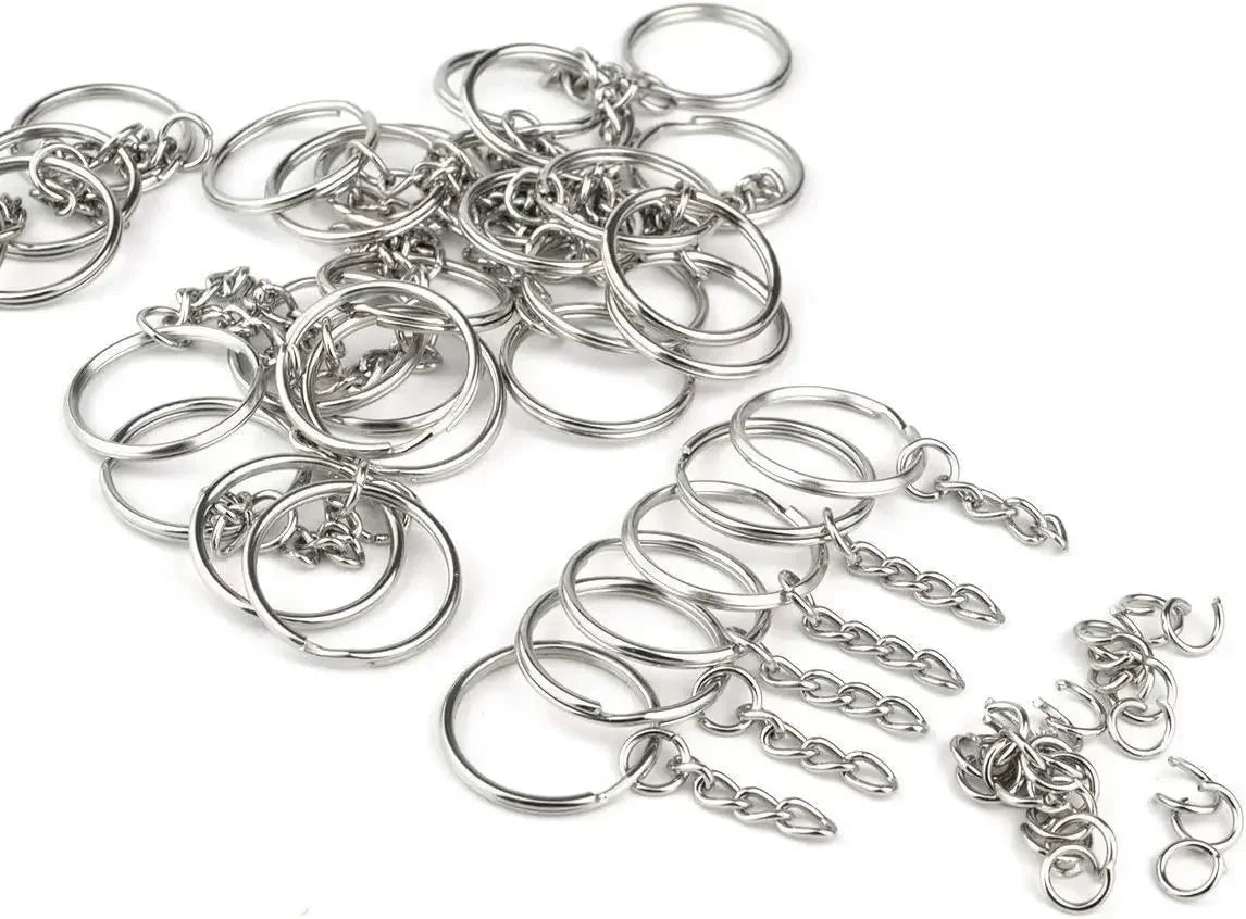 Silver Plated Metal Blank Keyring Keychain Split Ring Keyfob Key Holder Rings Women Men DIY Key Chains Key Ring Accessories