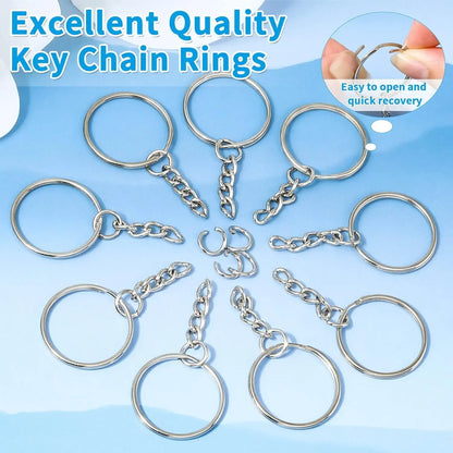 Silver Plated Metal Blank Keyring Keychain Split Ring Keyfob Key Holder Rings Women Men DIY Key Chains Key Ring Accessories