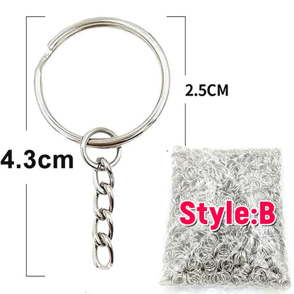 Silver Plated Metal Blank Keyring Keychain Split Ring Keyfob Key Holder Rings Women Men DIY Key Chains Key Ring Accessories
